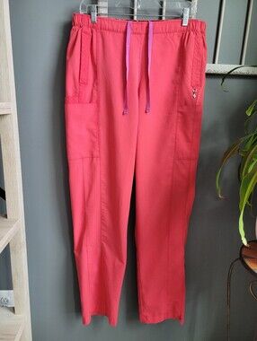 Vera Bradley Coral Pink Women's Halo Collection Mary Quilted Scrub Pant, L Tall